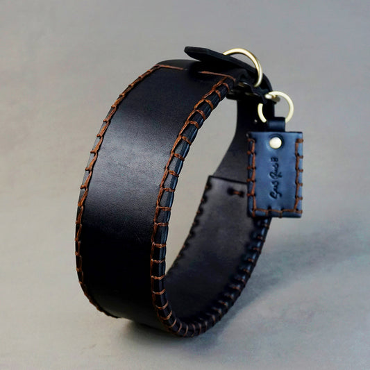 Handsewn 6 Collar - S: neck between 41-51cm / 6cm wide, for Medium and Large Dogs.