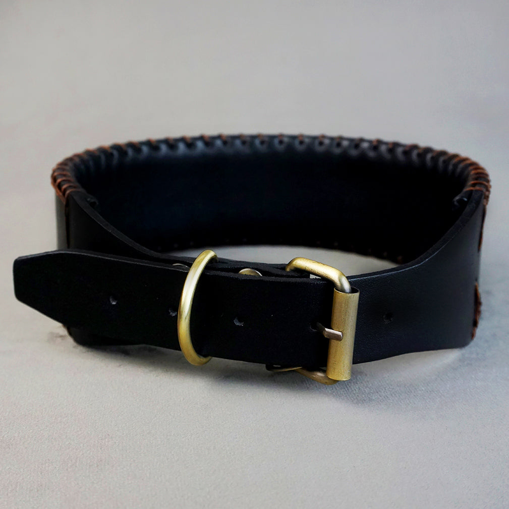 Handsewn 6 Collar - M: neck between 49-59cm / 6cm wide, for Medium and Large Dogs.