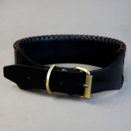 Handsewn 6 Collar - M: neck between 49-59cm / 6cm wide, for Medium and Large Dogs.